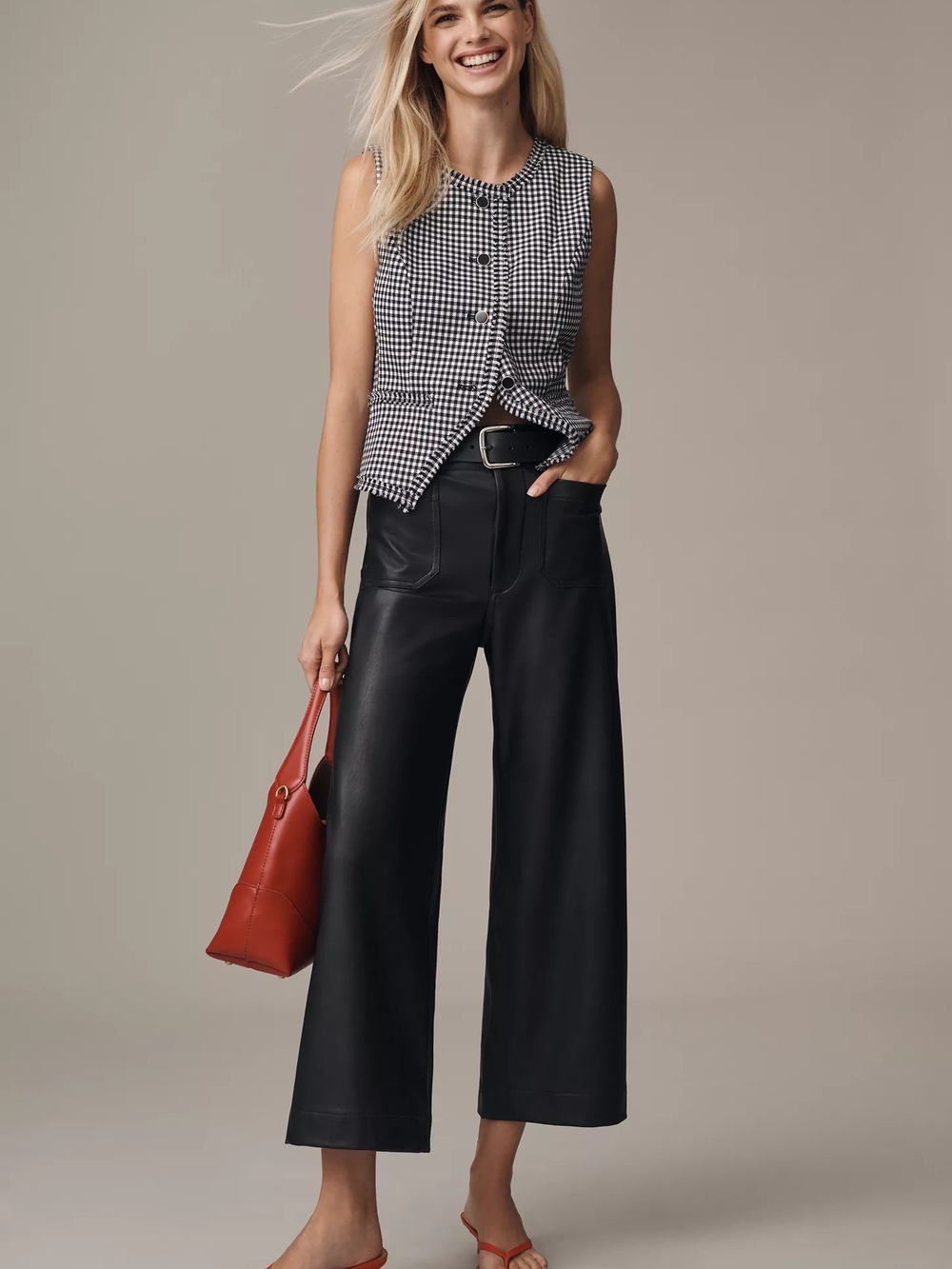 Anthropologie Maeve Colette faux leather wide-leg trousers - Size 27